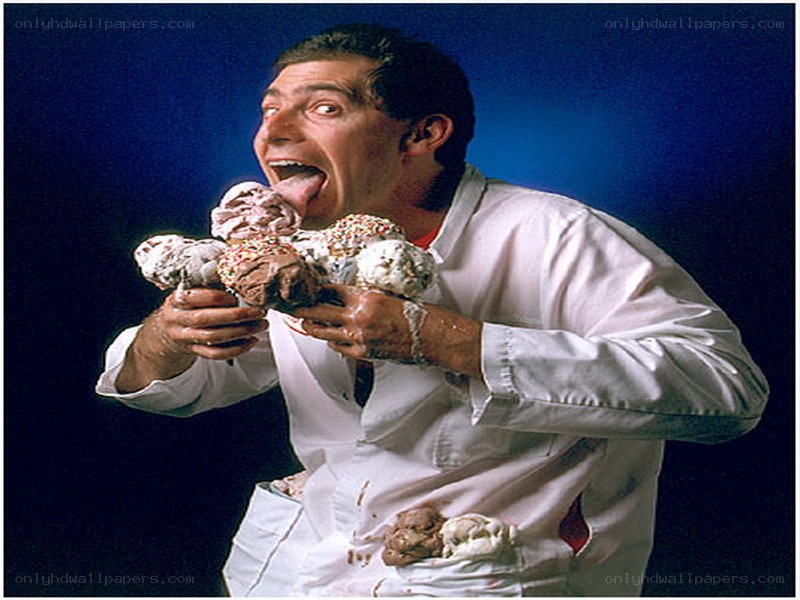 Man eating ice cream cones