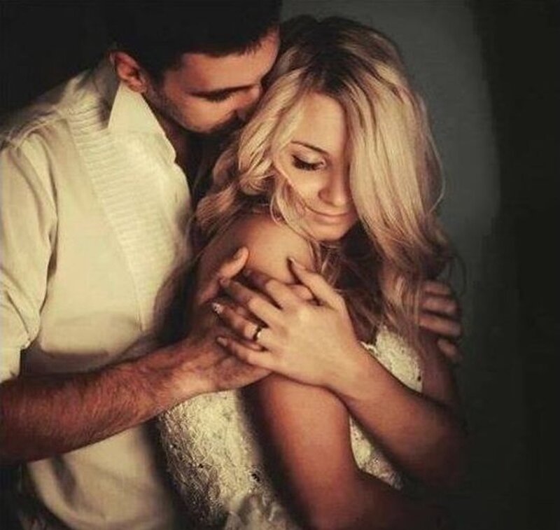 Man Embracing Woman — Beige
