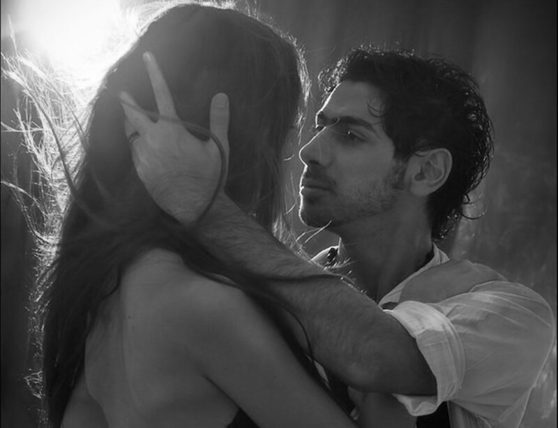 Man Embracing Woman — Black, Dramatic, Photograph, Arm