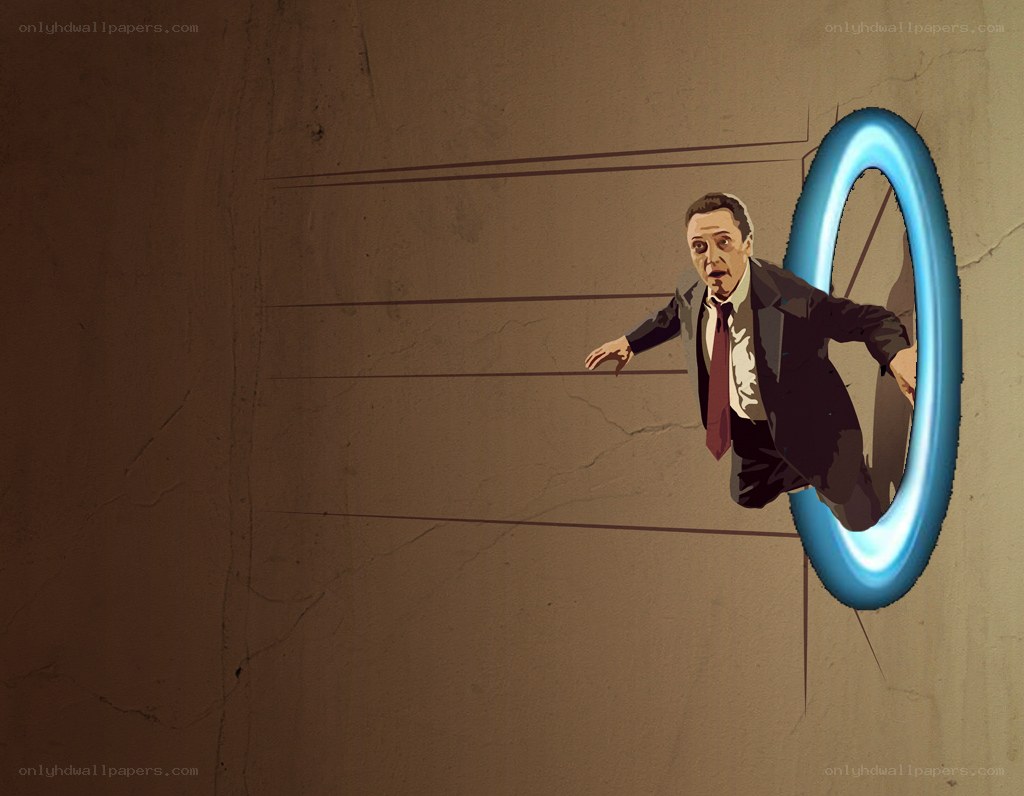 man emerging from portal