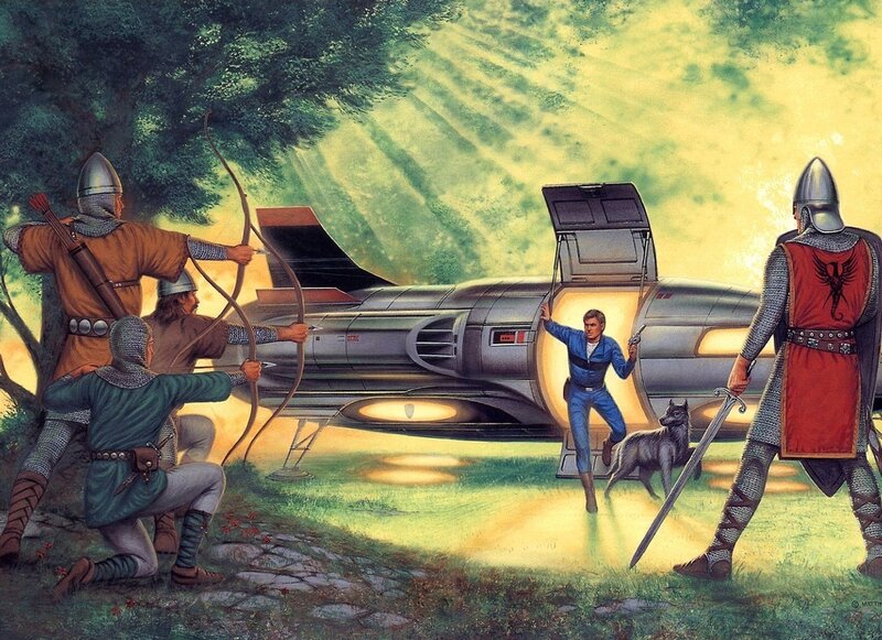 Man Exiting Spaceship — Green