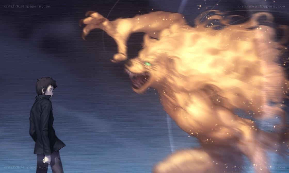 man facing a fiery beast