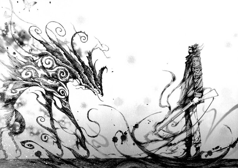 Man Facing Dragon — Black