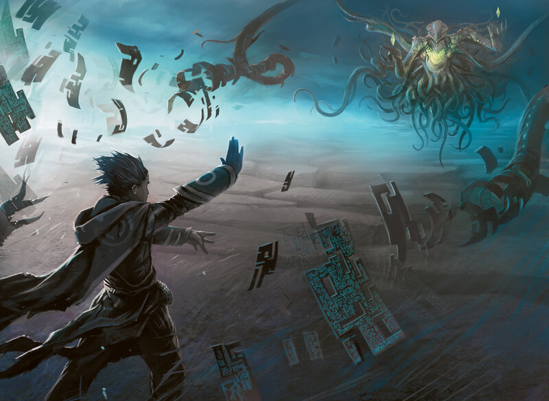 Man Facing Monster — Blue