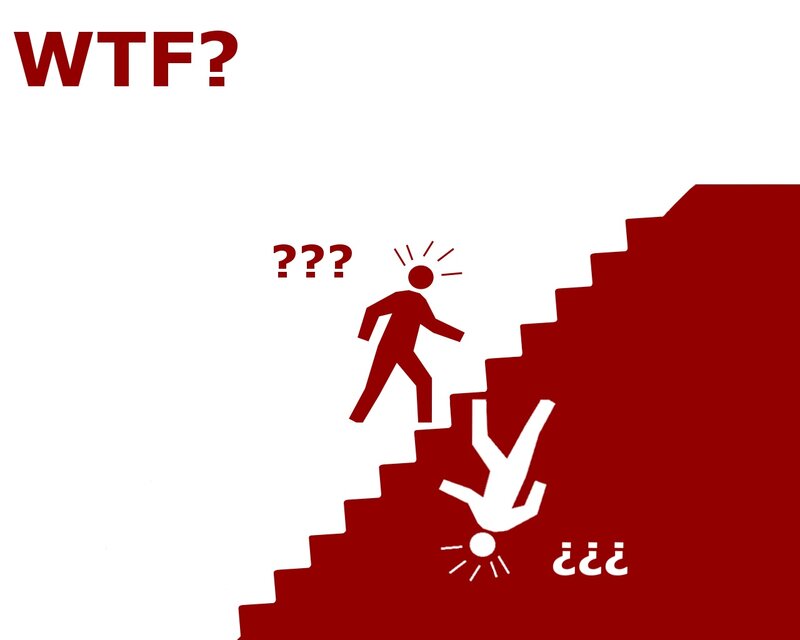 Man falling down stairs
