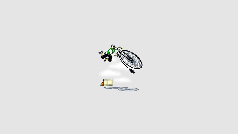 Man falling from bicycle