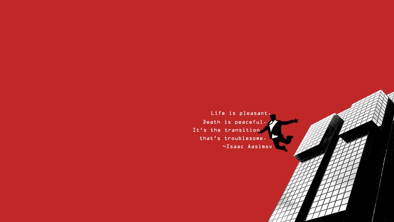 Man Falling from Building — Red, Dramatic