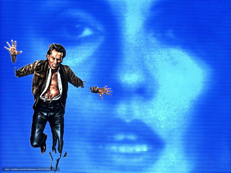 man falling in blue light