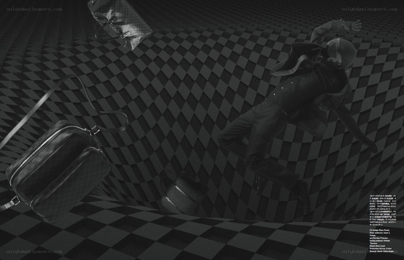 Man falling in checkered room