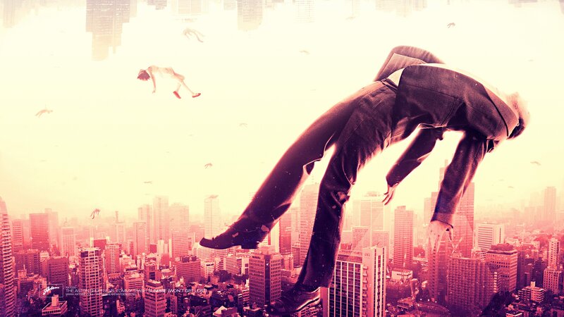Man Falling over City