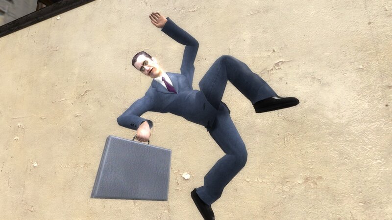 Man falling with briefcase