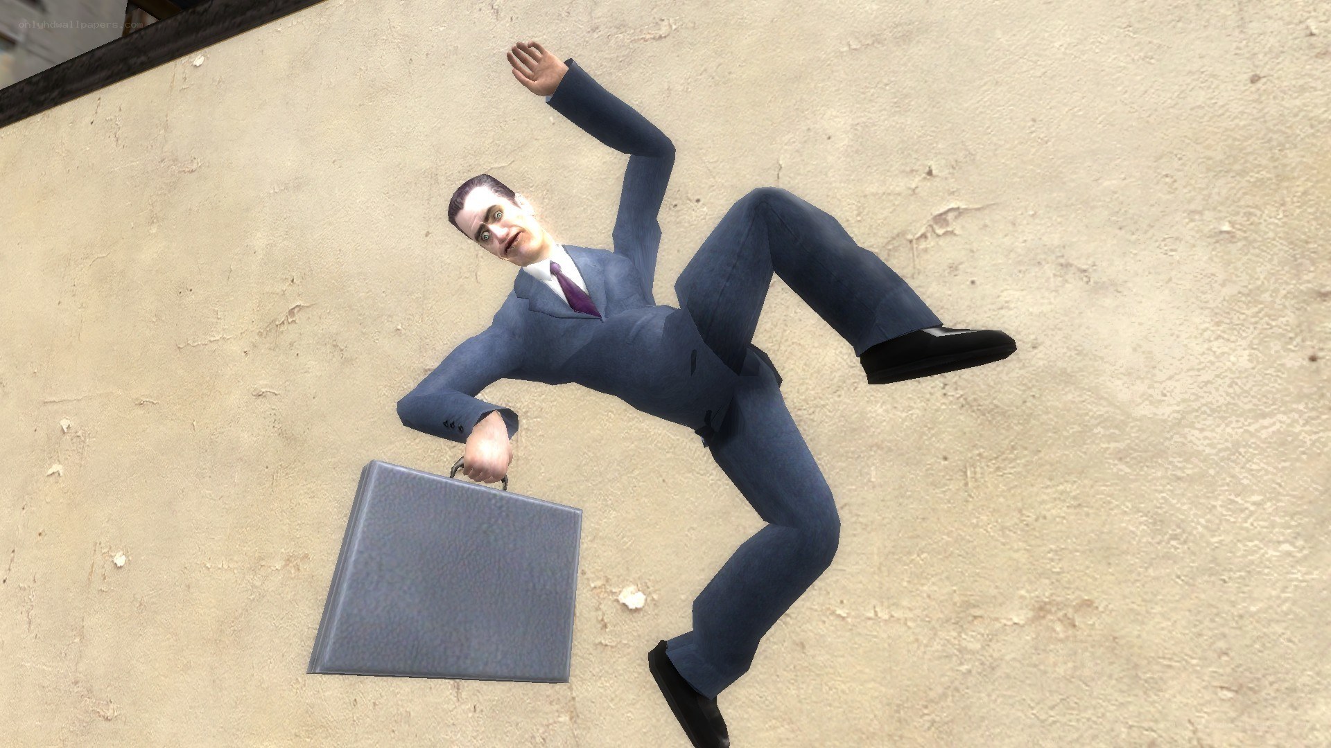 Man falling with briefcase