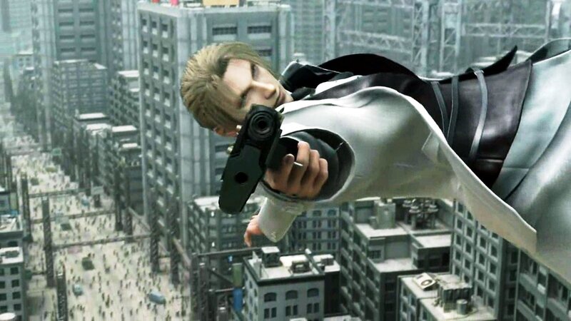 Man Falling with Gun — Gray