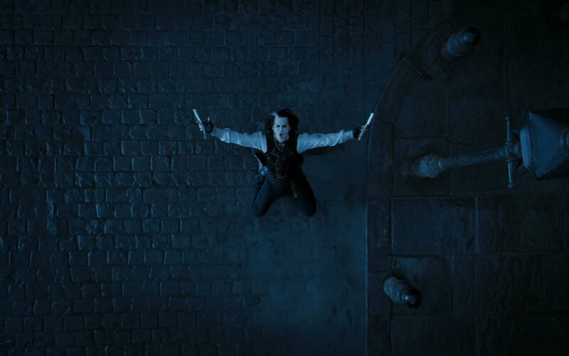 Man Falling with Knives — Blue