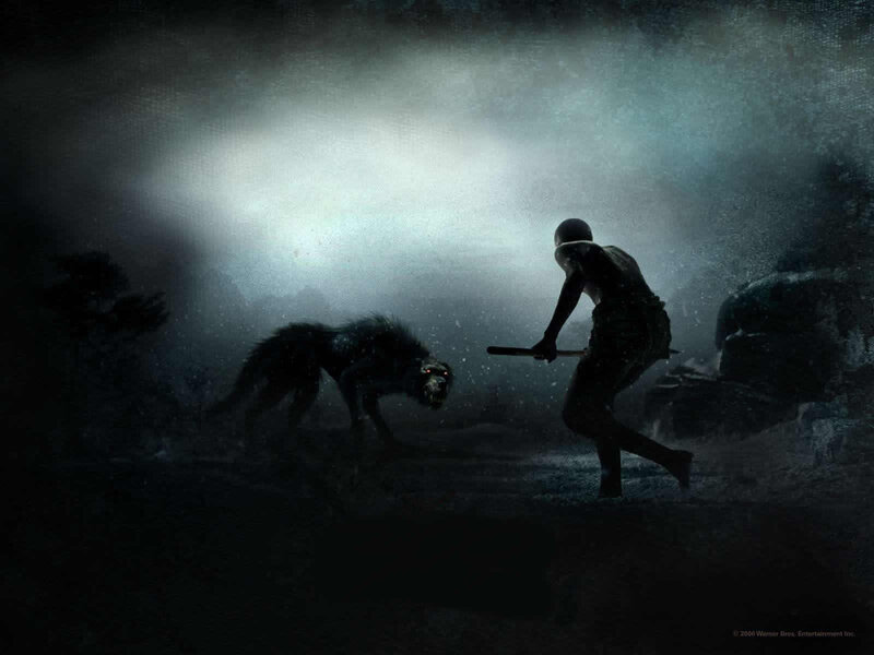 Man Fighting Wolf