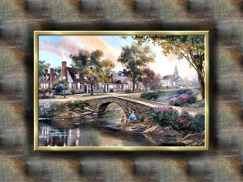 Man Fishing by Bridge