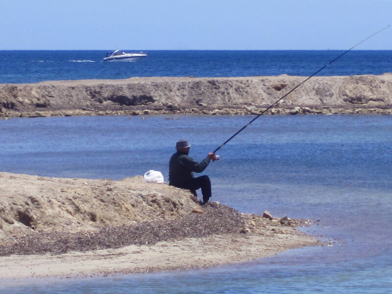 Man Fishing on Shore