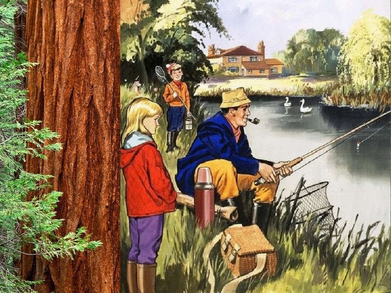 Man Fishing with Children