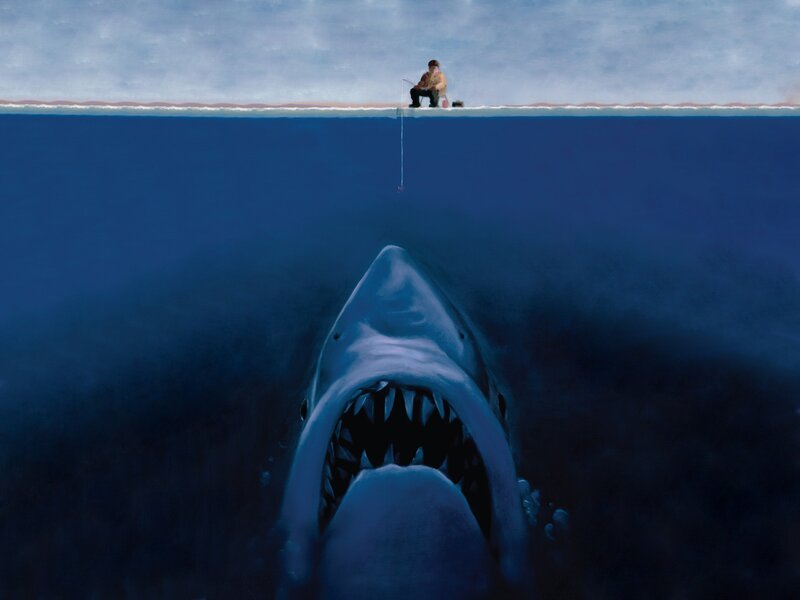 Man Fishing with Shark