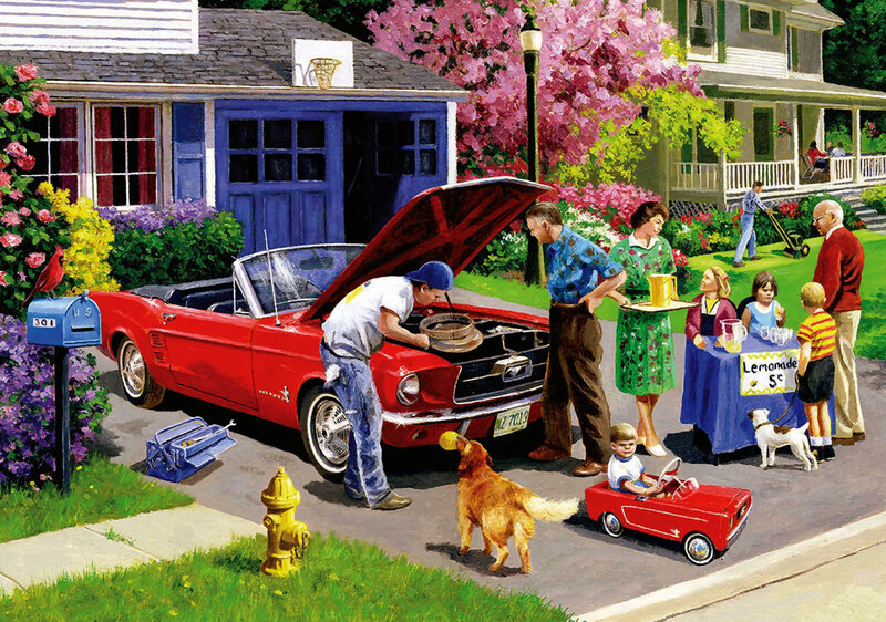Man Fixing Red Car