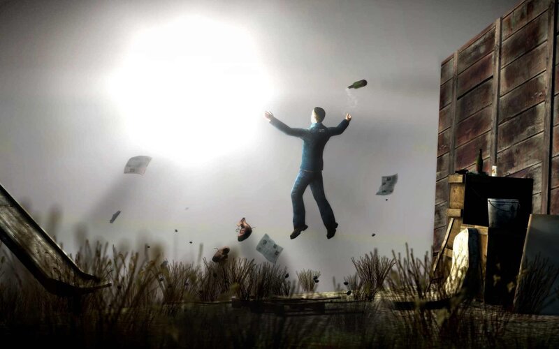 Man Floating in Air — Gray