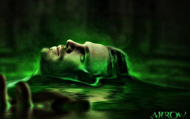 Man Floating in Water — Green