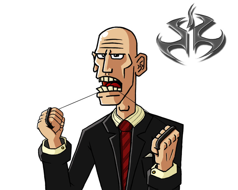 man flossing teeth