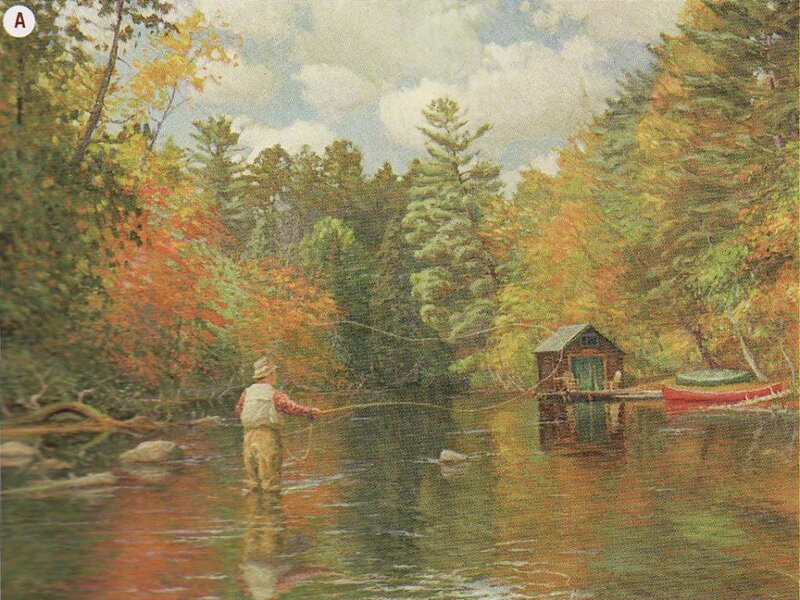 Man fly fishing in autumn