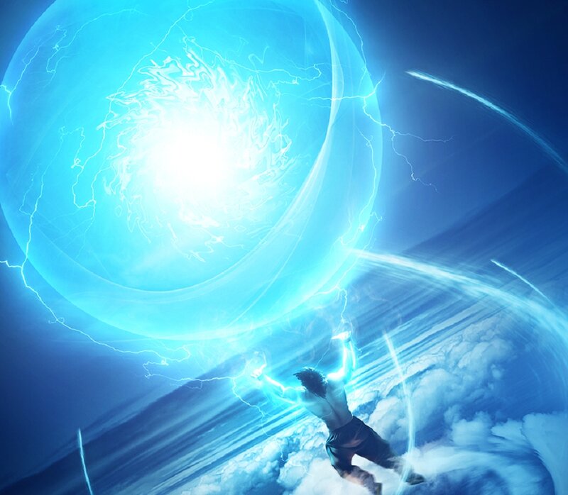 Man Generating Blue Energy