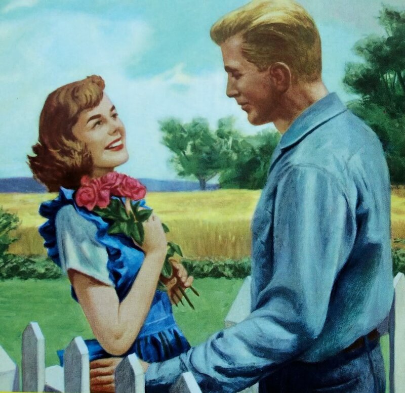 Man Giving Roses to Woman