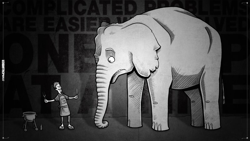 Man Grilling with Elephant