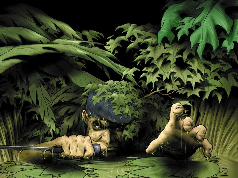 Man Hiding in Swamp