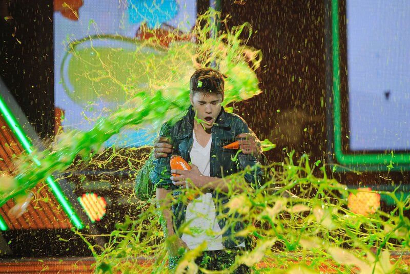 Man hit with green slime