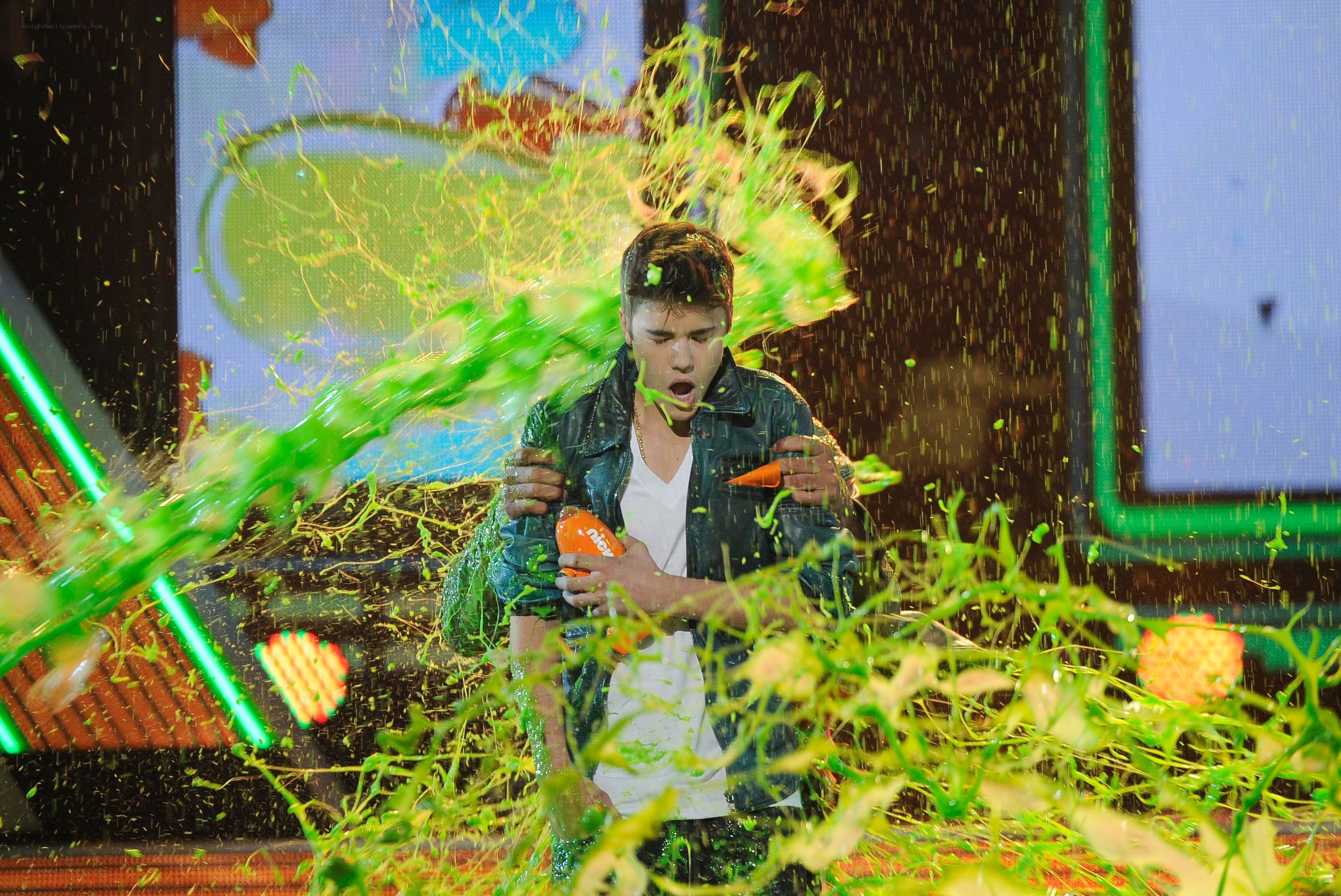 Man hit with green slime
