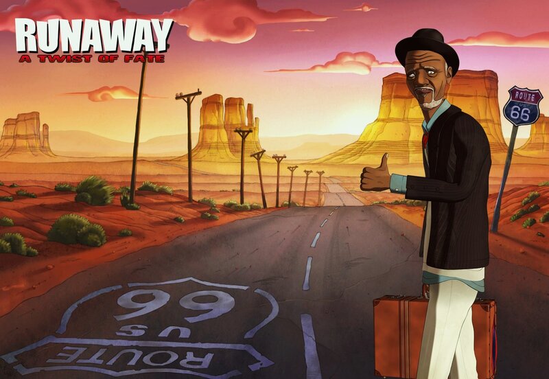 Man Hitchhiking on Road