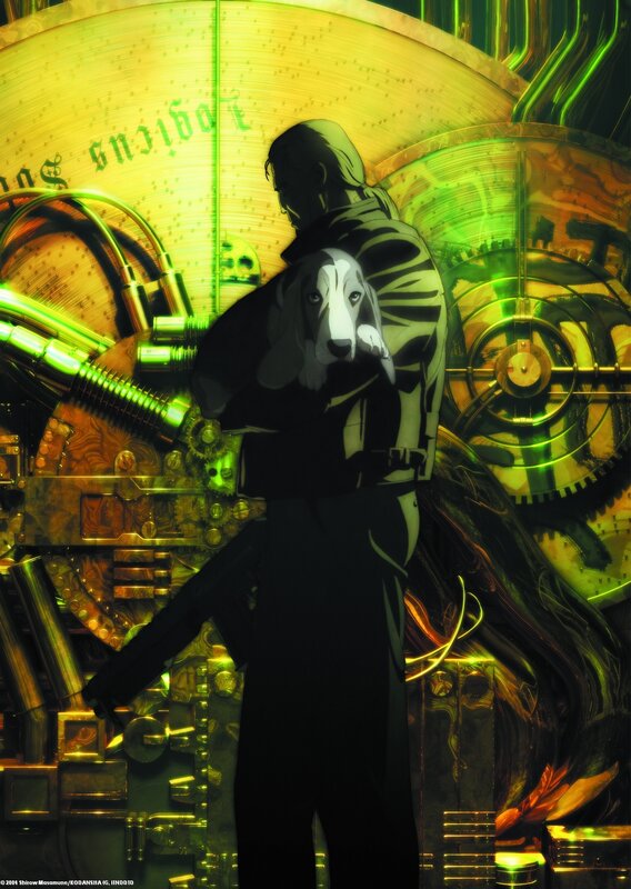 Man holding a dog in a mechanical room