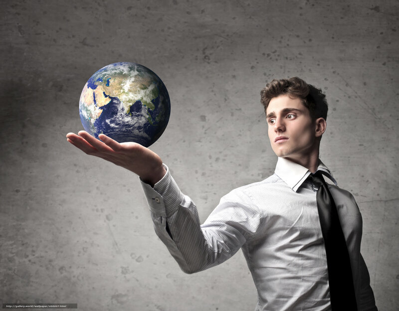 man holding a globe