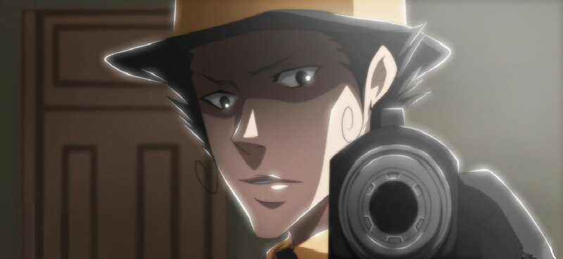 Man Holding a Gun — Brown, Dramatic, Anime