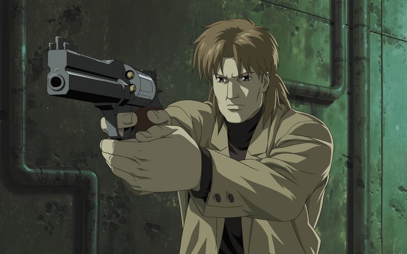 Man Holding a Gun — Green, Tense