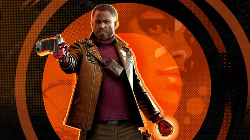 Man Holding a Gun — Orange, Dramatic, Digital Art