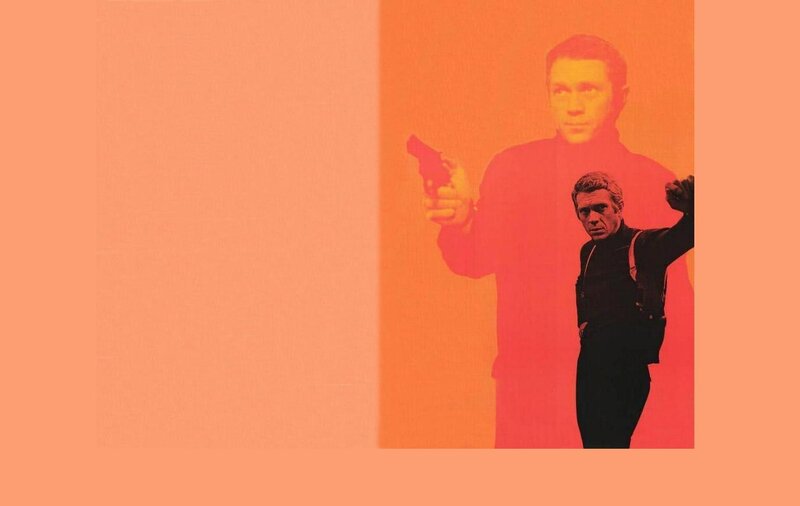 Man Holding a Gun — Orange, Dramatic