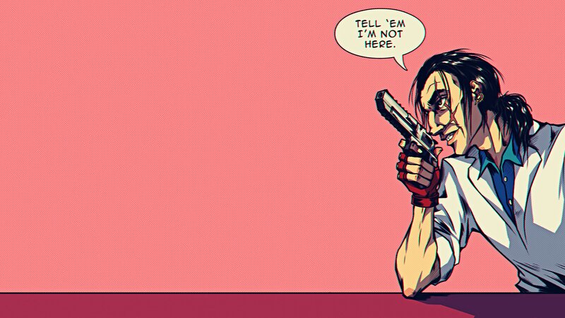 Man Holding a Gun — Pink, Dramatic