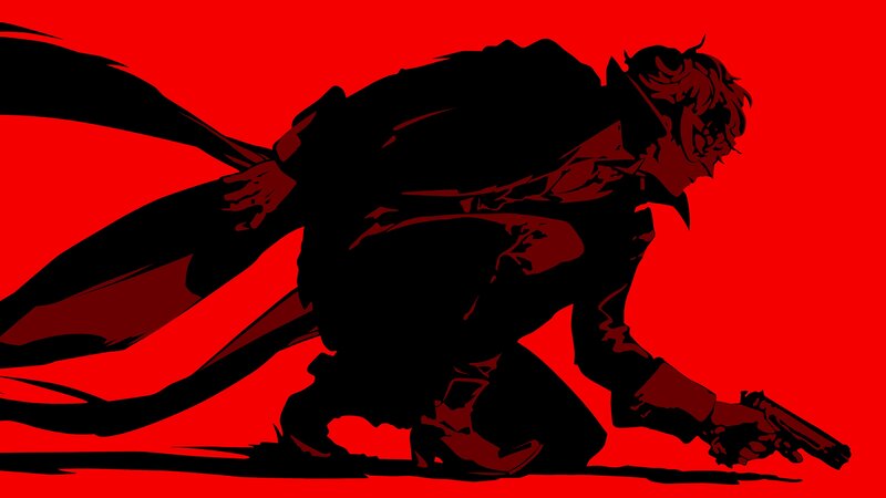 Man Holding a Gun — Red, Dramatic, Manga