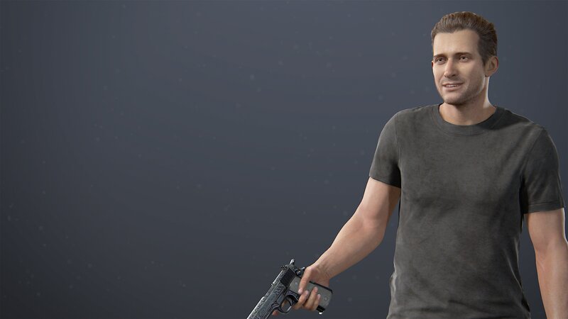 Man Holding a Pistol — Gray
