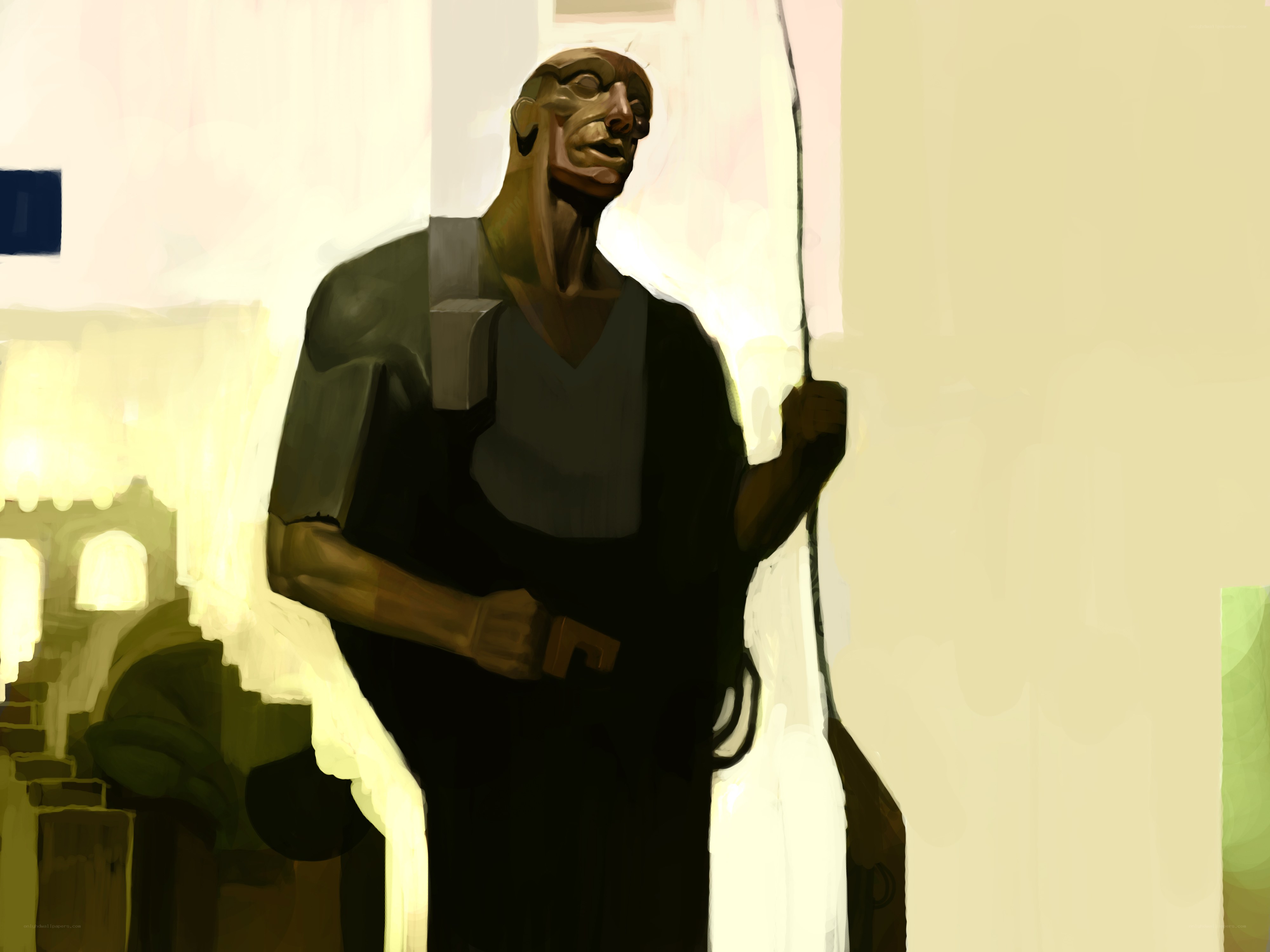 man holding a pole