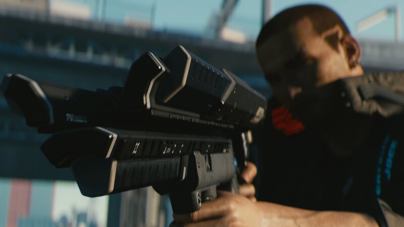 Man Holding a Rifle — Black, Tense