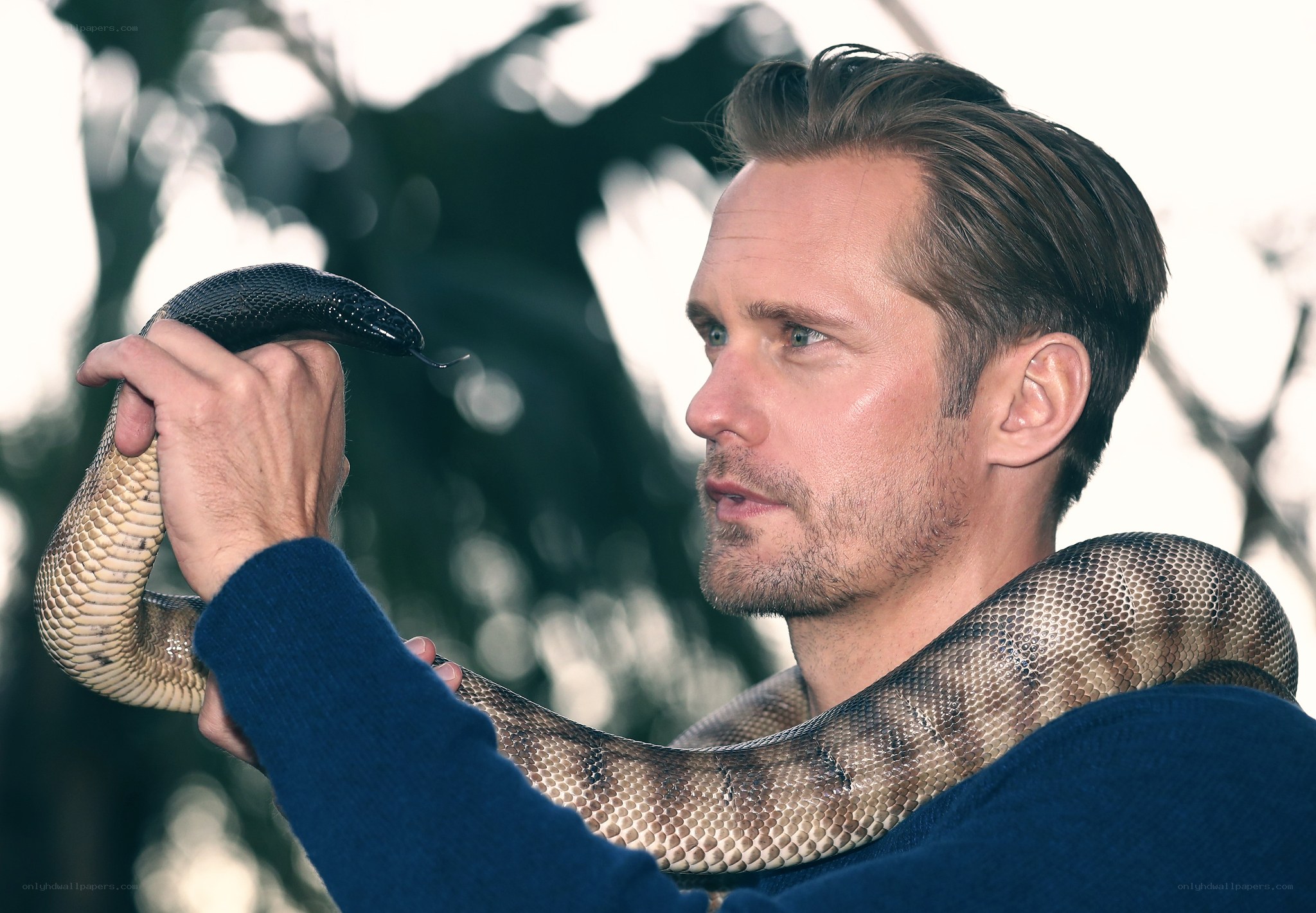 man holding a snake