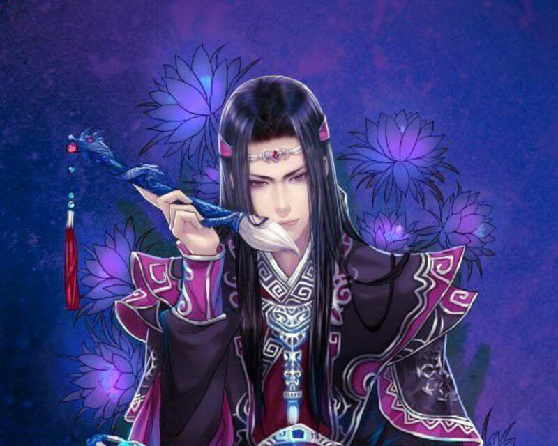 Man Holding a Staff — Purple