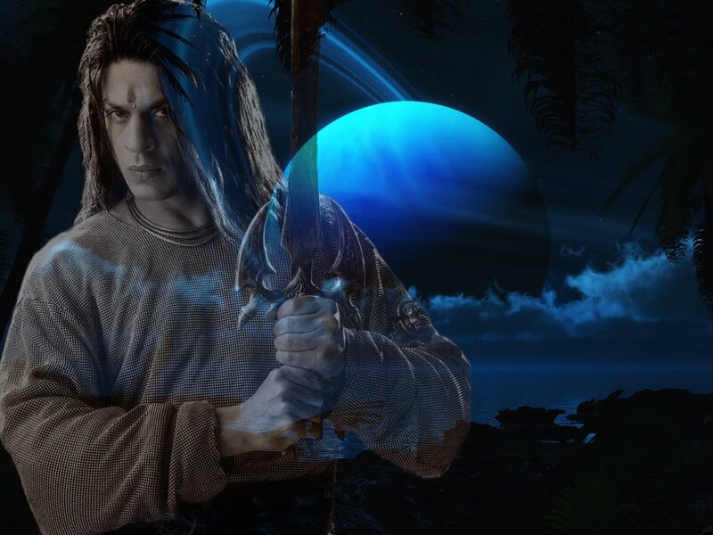 Man Holding a Sword — Blue, Dramatic, Night