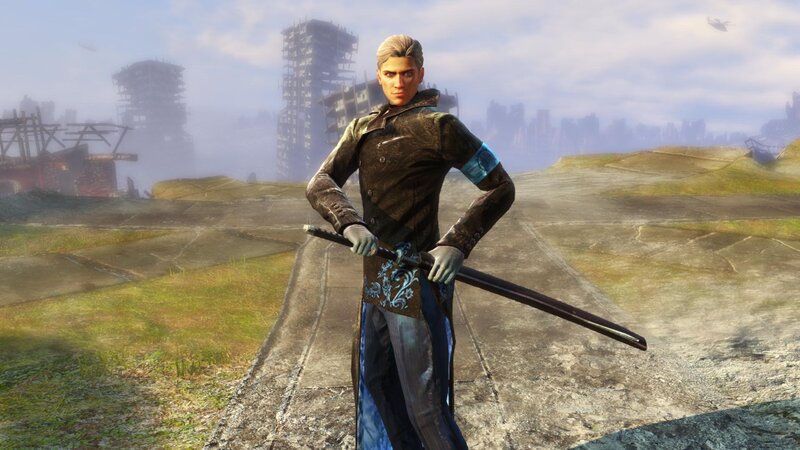 Man Holding a Sword — Brown, Dramatic, Afternoon